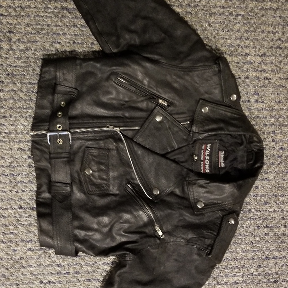 Leather short waisted jacket
